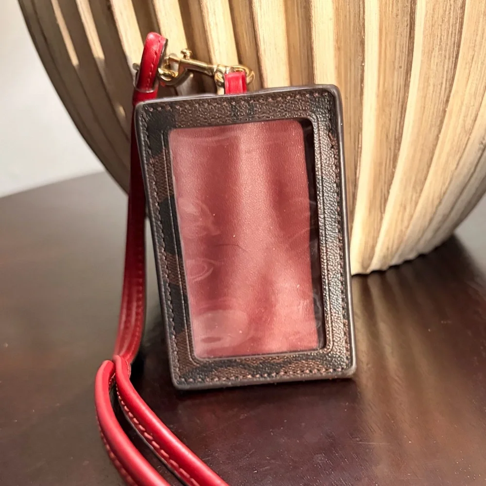 Coach Red and Brown ID Holder - Picture 1 of 4